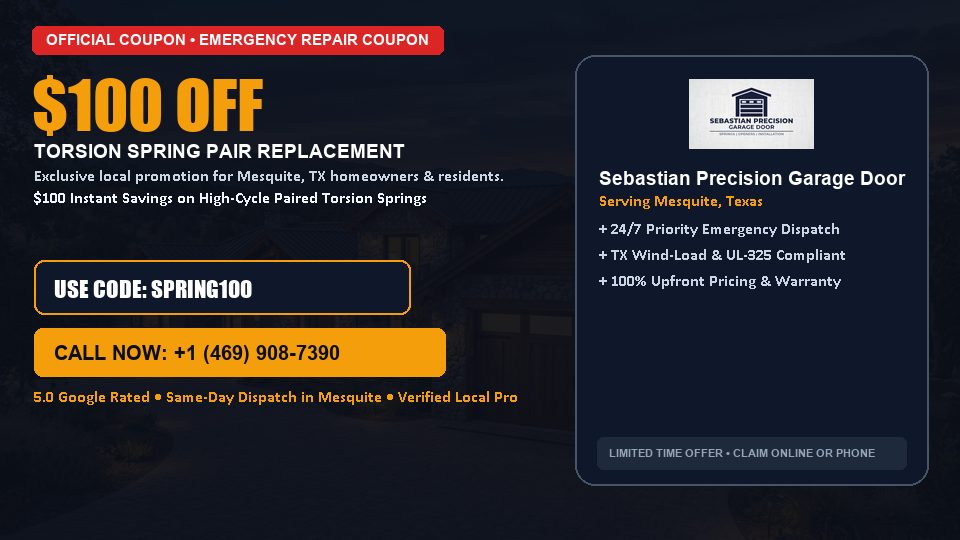 Sebastian Precision Garage Door $100 OFF Dual Torsion Spring Replacement