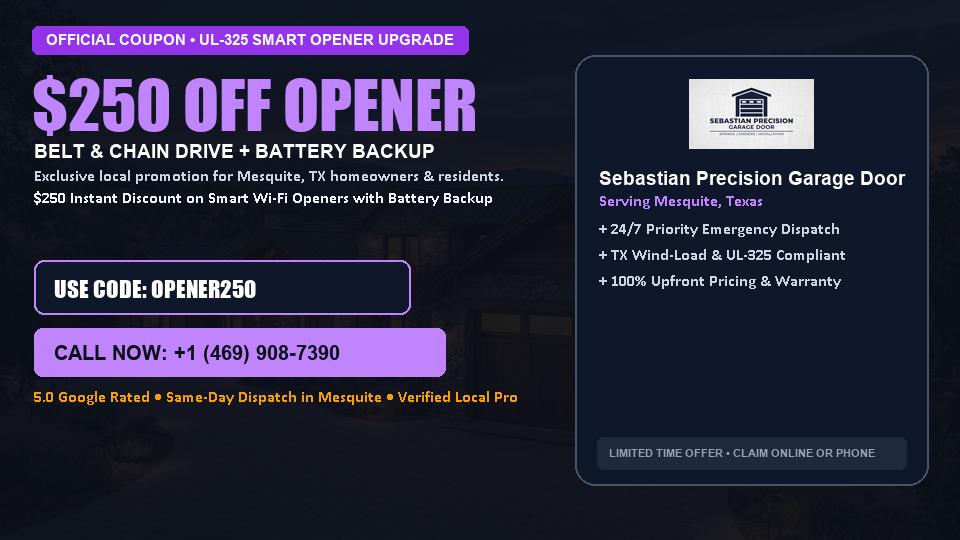 Sebastian Precision Garage Door $250 OFF Premium LiftMaster Opener Installation