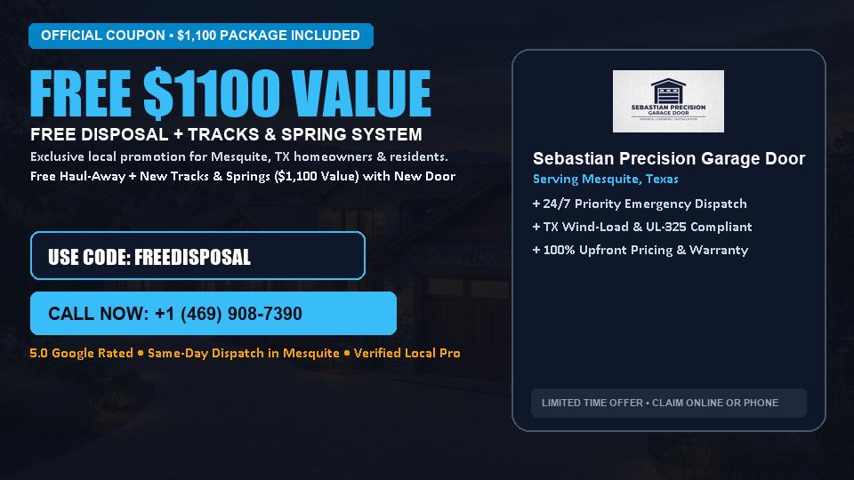 Sebastian Precision Garage Door FREE Haul-Away & Heavy-Duty Tracks with New Door
